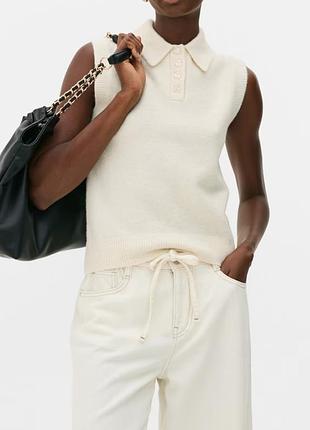 Безрукавка, жилет теплый, вязаный поло