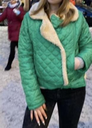 Стеганая куртка-авиатор в насыщенном зеленом цвете