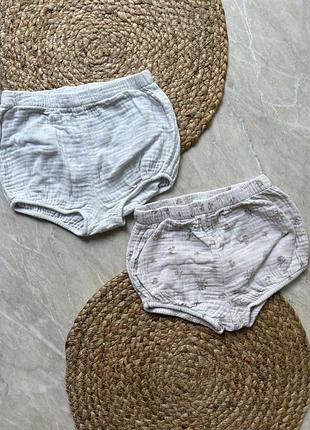 Блумери трусики на дівчинку з мусліну на 12-18 місяців 2 штуки