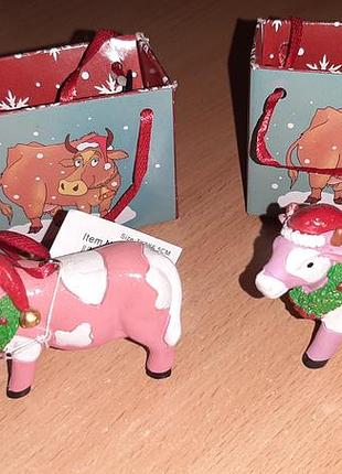Подвесная фигурка новогодняя коровка в подарочном пакете.внимажно читайте условия пересылки!