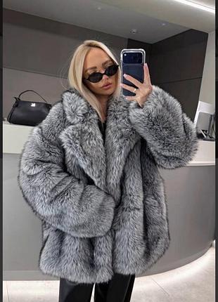 Шуба чорнобурка під натуральну