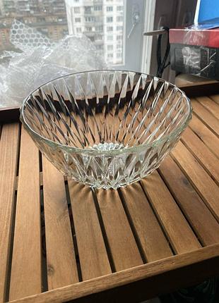 Стеклянная ваза-салатница, фруктовница сср