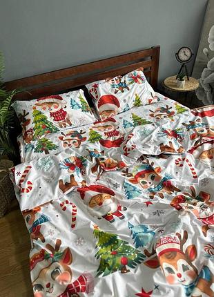 Новогодние комплекты постельного белья из бязи для детей, набор постельного белья в рождественских принтах из бязи