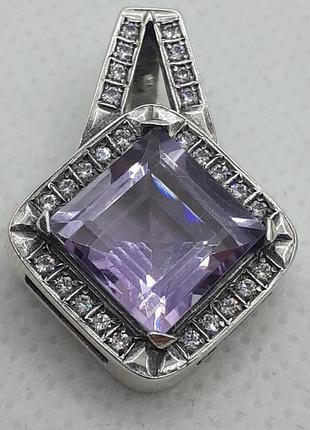 Великий кулон срібло аметист
