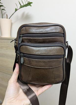 Сумка мужская кожаная коричневая
