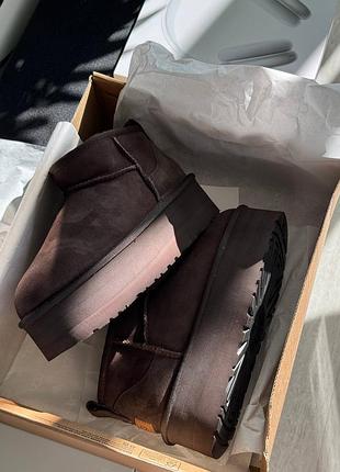 Уги угі угги уггі уг угг ugg ultra mini platform brown (premium)