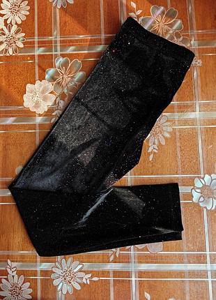 Черные велюровые леггинсы с блестками