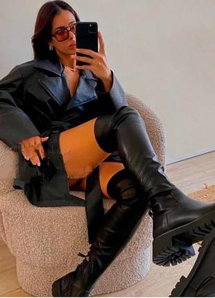 Ботфорти ботфорди zara чорні під шкіру