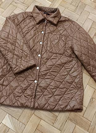 Коричневая стеганая куртка-рубашка. женская,стильная куртка осень весна shein