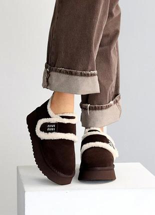 Практичные коричневые женские угги автоледи зимние теплые на меху зима