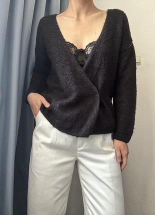 Щерстяний чорний кардиган мохер replay оверсайз
