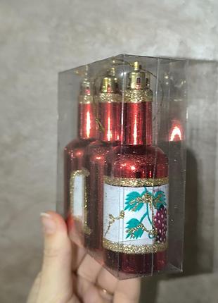 Набор новогодних пластиковых игрушек бутылка вина