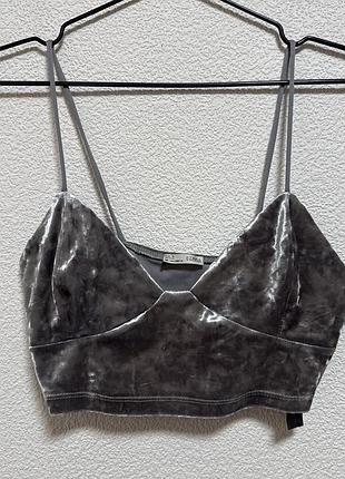 Шикарний оксамитовий кроп-топ zara
