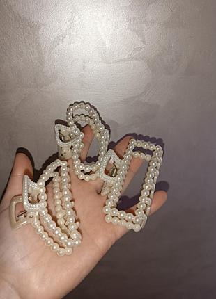 Крабики для волос с жемчужинами, краб для волос