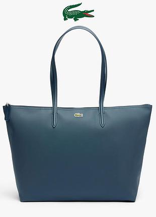Новая большая сумка тоут темно бирюзового цвета lacoste