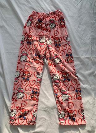 Штани піжамні плюшеві теплі рожевого кольору spiderman x hello kitty домашні штани спайдермен людина павук хеллоу кітті