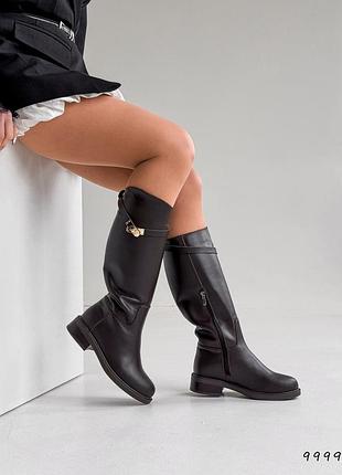 Женские кожаные коричневые сапоги зимние сапоги теплые на меху натуральная кожа зима