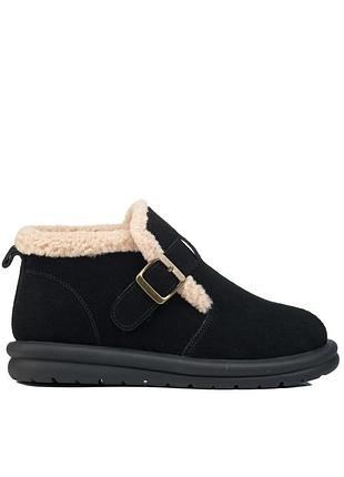 Ботинки женские зимние замшевые черные 2095ц