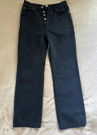 Джинси зара темно сині прямі укорочені straight leg на ґудзиках