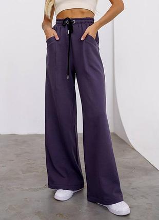 4 цвета! женские трикотажные спортивные штаны, базовые брюки трехнитка, широкие, домашние, для зала, на резинке, коттон, с карманами, свободные