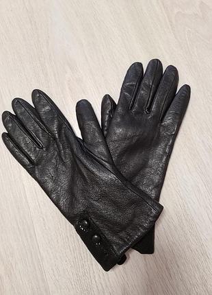 Женские  перчатки ( кожа, мех) размер 7,5.