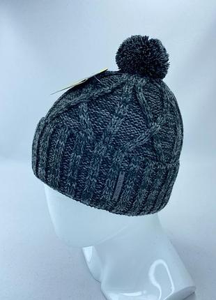 Женская шапка на флисе с бубоном, большая вязка