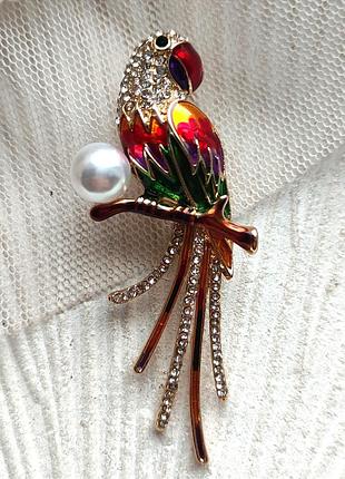 Брошка-кулон " папуга"  6 см