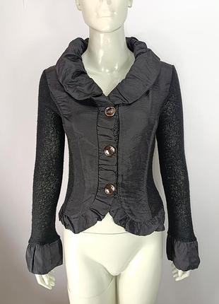 Мохеровый кардиган  размер м  винтажная кофта на пуговицах тёплая с воротником