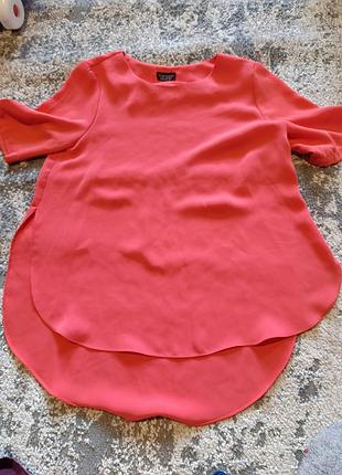 Стильна коралова блузка з подовженою спинкою (бренд topshop)