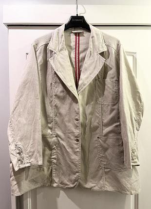Льняная летняя куртка жакет рубаха большой размер светлая