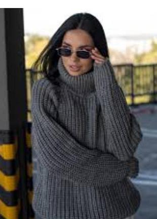 Свитер теплый графитовый оверсайз батал бренда h&amp;m p.xl 170/116а