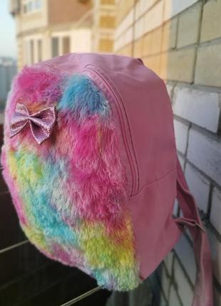 Меховой наплечник рокзачок единорог яркий