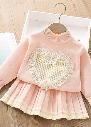 Теплий костюм для дівчинки кофта + спідниця