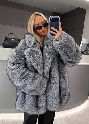 ❤️ неймовірна жіноча шубка шуба чорнобурка штучна хутро тепла телая сіро біла