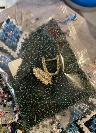 Сережки мед золото , колосочки з камінням колір золото