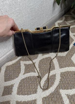 Вінтажний клатч шкіра ретро сумочка сумка багет на ланцюжку