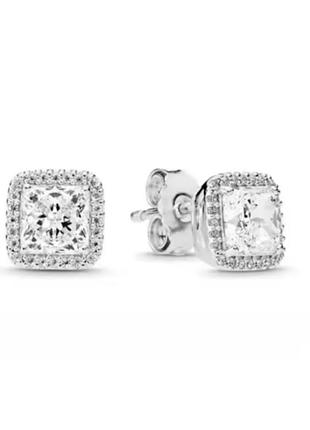 Серьги женские гвоздики пусеты квадратные серебряные новые