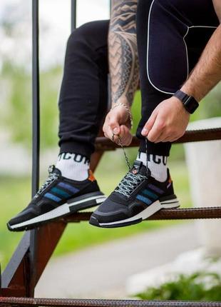 Чоловічі кросівки adidas zx 500 black/blue4 фото