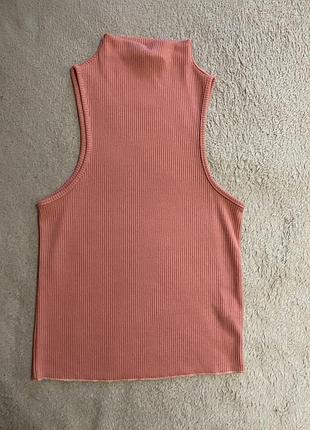 Кроп топ американка водолазка в рубчик з горлом ущільнений рубчик topshop