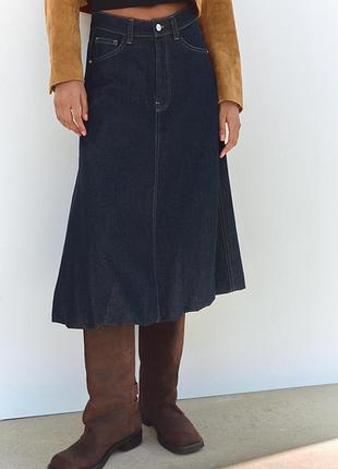 Джинсовая юбка - баллон миди zara - xs, s