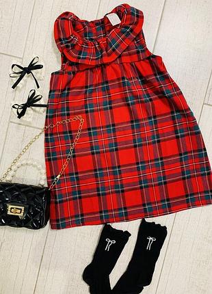 Червоне плаття в клітинку в новорічному стилі на дівчинку 1,5-2 роки від h&m