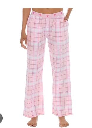 Хлопковые розовые пижамные штаны хл xl в клетку в клетку
