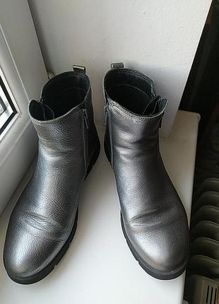 Ботинки женские ecco bella оригинал р 38 серебристые кожаные