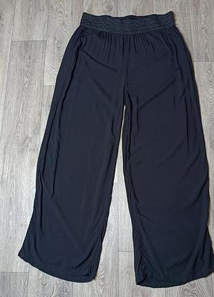 Брюки легкие широкие черные женские, батал, размер 54-56 (арт1980)