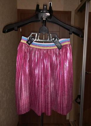 Юбка юбочка детская плиссировка розовая