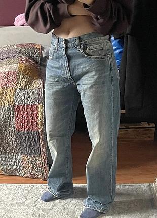 Сині джинси прямі середня посадка