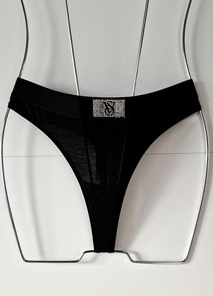 Стринги с камушками хлопковые от бренда victoria’s secret черные