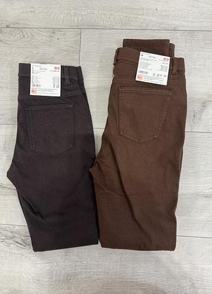 Утеплені джинси-легінси uniqlo коричневі м для високих