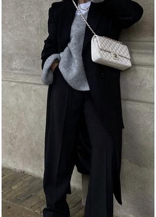 Брюки черные классика высокая посадка прямые свободные штаны классические широкие трубы