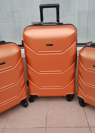 Чемоданы дорожные фирма fly 147 luggage оранжевый7 фото